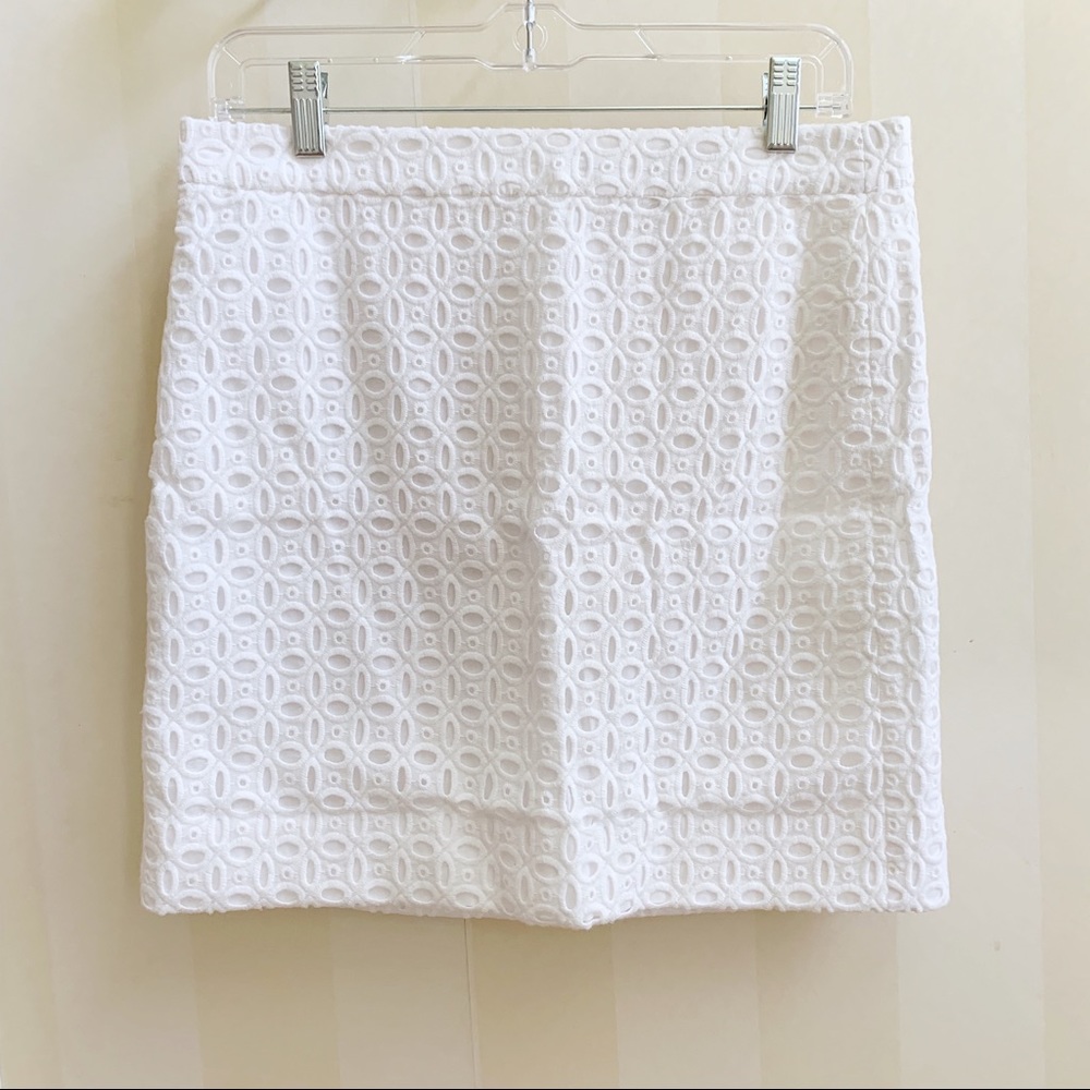 J. Crew White Eyelet Skirt Size 4 NWOT